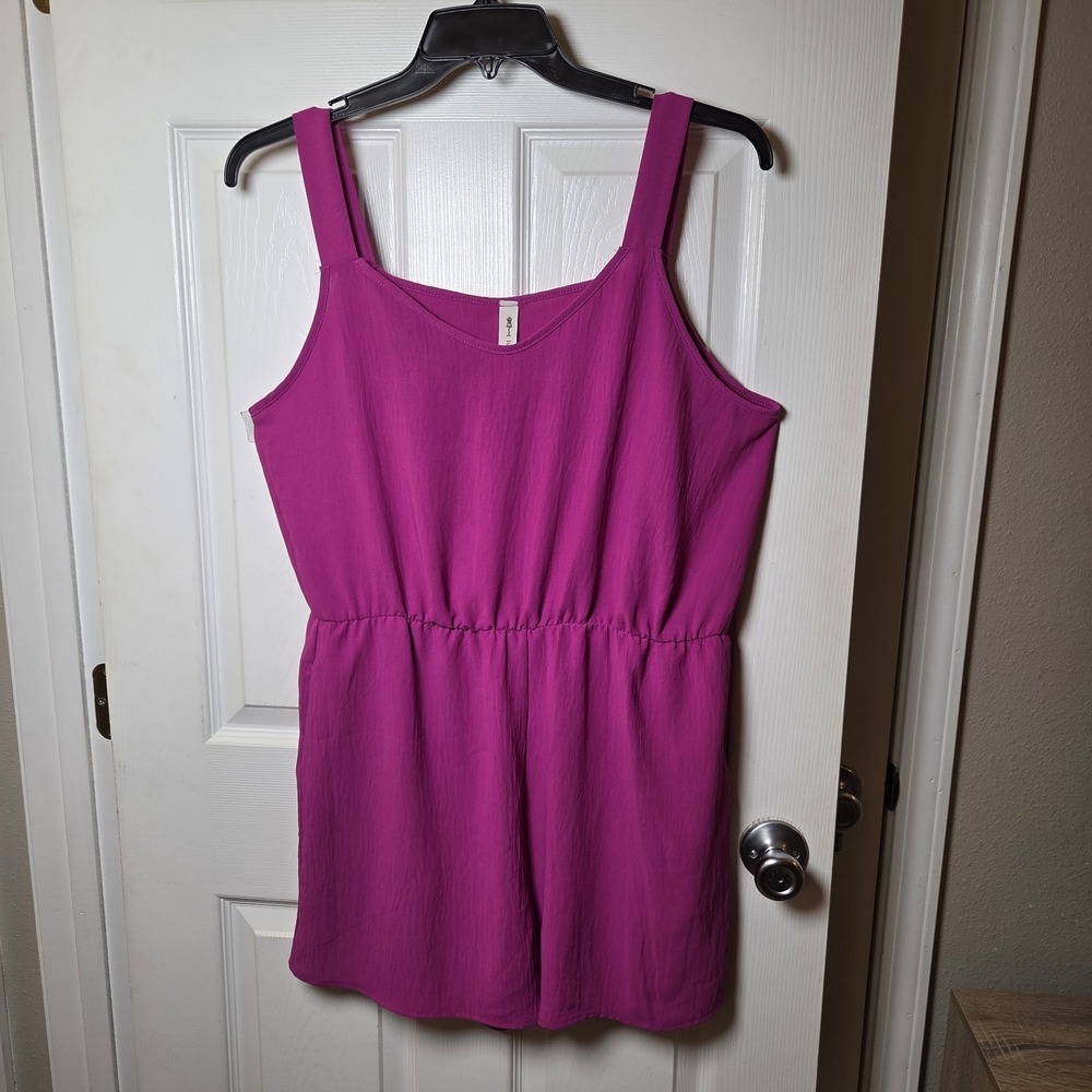 Vanilla Bay sz XL magenta woven romper NWT casual summer vacation basic‎